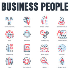 Set of business people icon logo vector illustration. businessman, head hunting, winner, recruitment, career and more pack symbol template for graphic and web design collection