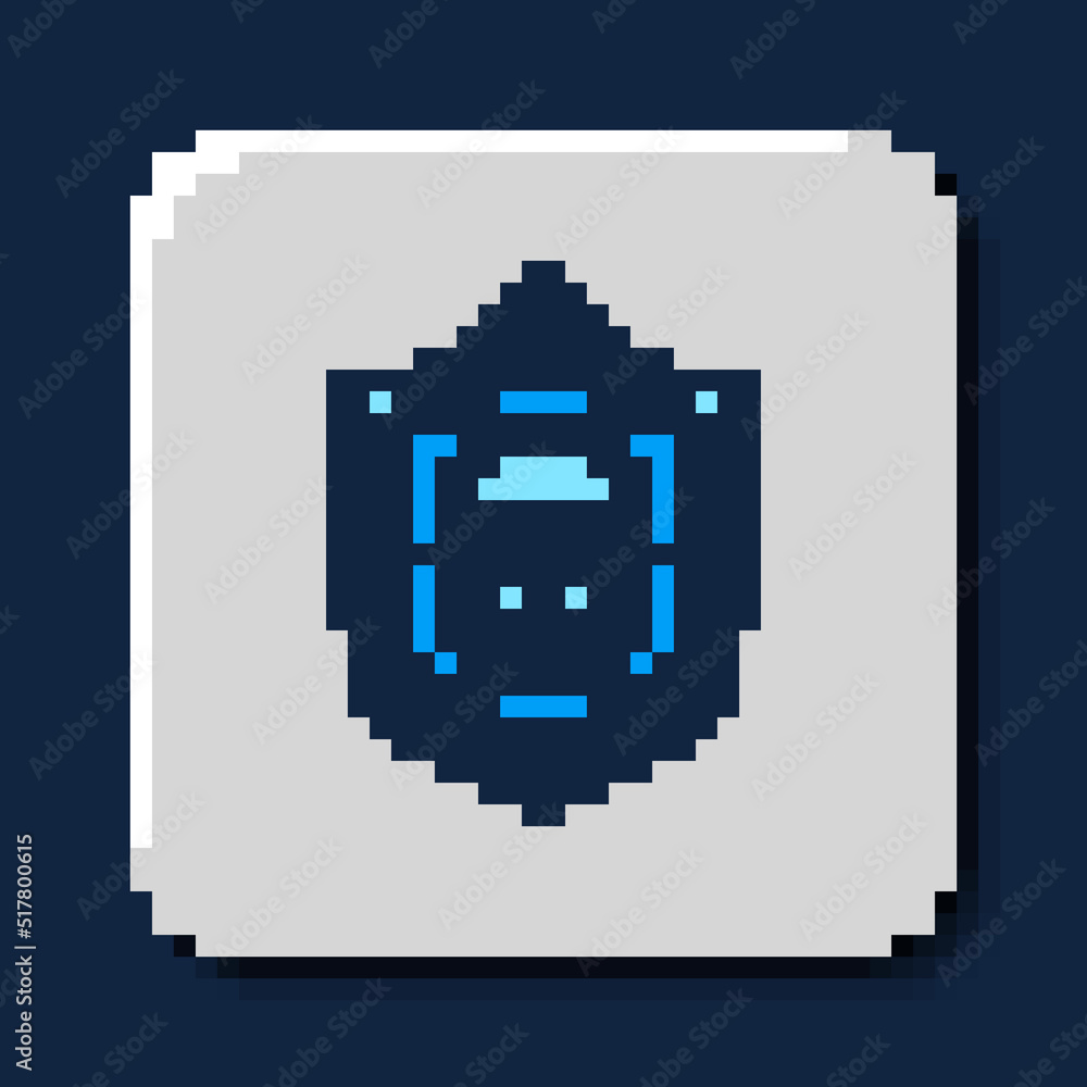 Poster Filled outline Shield with pirate skull icon isolated on blue background. Vector