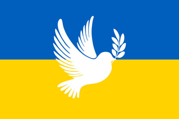 Ukraine Flagge mit Friedenstaube IV