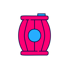 Filled outline Gun powder barrel icon isolated on white background. TNT dynamite wooden old barrel. Vector