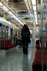 Woman walkin in a subway in Buenos Aires, Argentina