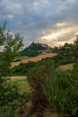 View of Peglio town in Marche region in Italy