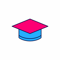 Filled outline Graduation cap icon isolated on white background. Graduation hat with tassel icon. Vector