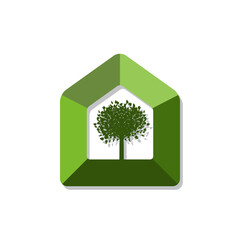Ecological green house. Illustration ecological green house as a logo design - 517803615