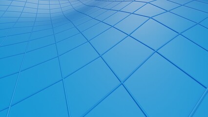 Obraz premium Blue mountain topography surface with blue grid line under white background. 3D illustration. 3D CG.