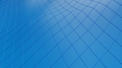 Fototapeta premium Blue mountain topography surface with blue grid line under white background. 3D illustration. 3D CG.