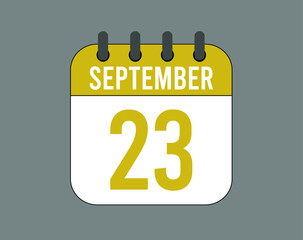 23 September calendar icon. September calendar banner. Date of the month for events.