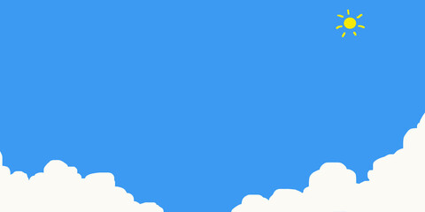 青空と入道雲と太陽の背景