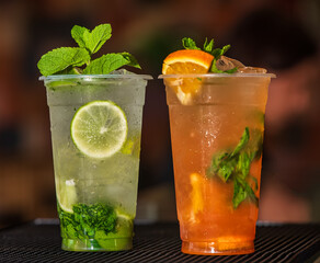 mojito cocktail with lime and mint