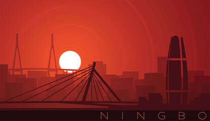 Ningbo Low Sun Skyline Scene
