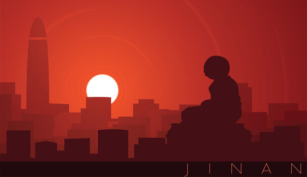 Jinan Low Sun Skyline Scene