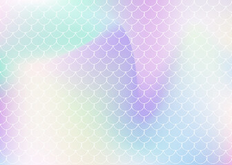 Mermaid scales background with holographic gradient.
