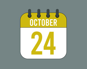 24 October calendar icon. October calendar banner. Date of the month for events.