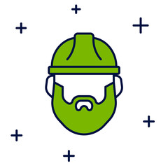 Filled outline Bearded lumberjack man icon isolated on white background. Vector