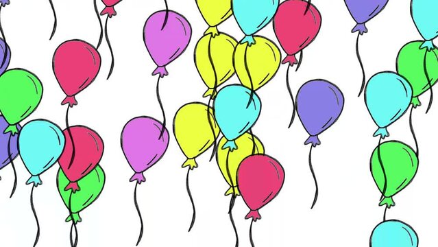 Set of Colorful Baloons Flying White Background