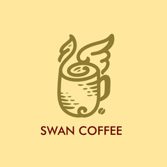 Swan with coffee cup logo design