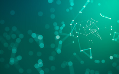 Abstract background. Molecules technology with polygonal shapes, connecting dots and lines. Connection structure. Big data visualization.