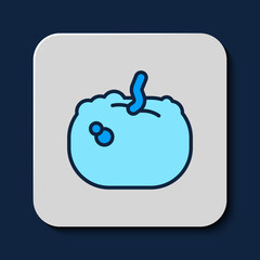 Filled outline Pumpkin icon isolated on blue background. Happy Halloween party. Vector