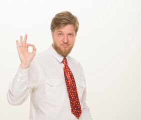 portrait of a young businessman teacher manager professional man on a white background isolated