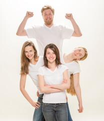 Obraz premium team of young people on a white background isolated