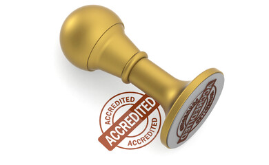 Golden stamp with accredited word isolated