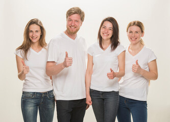 Obraz premium team of young people on a white background isolated