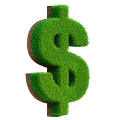 money symbol oh grass in 3d render
