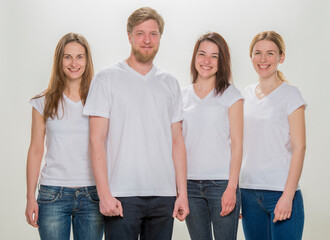 Obraz premium team of young people on a white background isolated