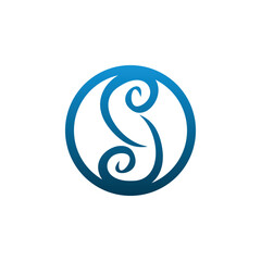 blue circle letter s logo design