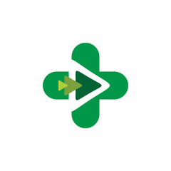 green healthy play arrow logo design