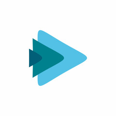 blue play arrow logo design