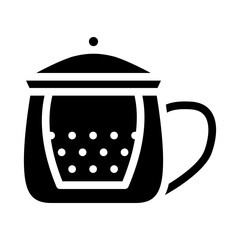 glass with teapot glyph icon vector. glass with teapot sign. isolated symbol illustration