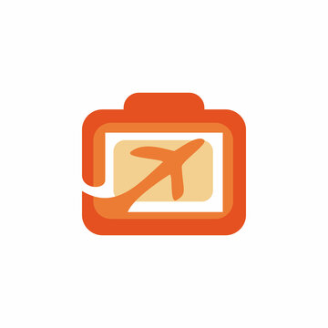 suitcase travel plane logo design