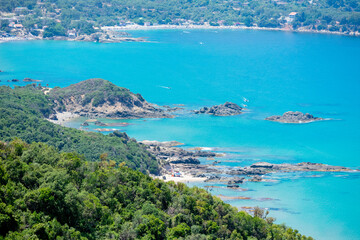 Fototapeta premium Scenic view from Tamanart Beach in Collo, Algeria