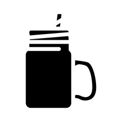 glass with straw and handle glyph icon vector. glass with straw and handle sign. isolated symbol illustration