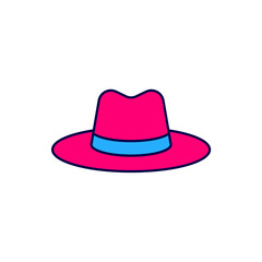 Filled outline Man hat with ribbon icon isolated on white background. Vector