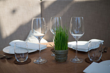 empty glass water on the table
