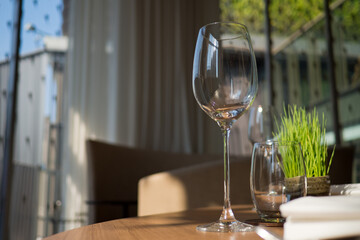 empty glass water on the table
