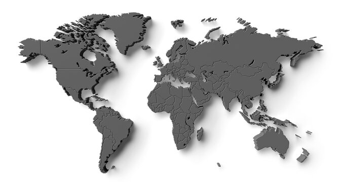 world map in 3d render