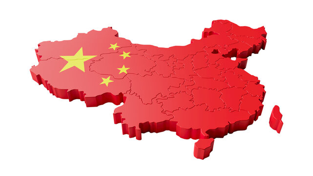 china map in 3d render