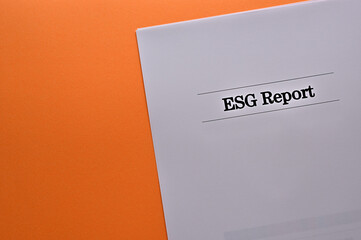 There is a dummy document of ESG Report on the desk.