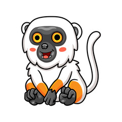 Cute sifaka lemur monkey cartoon sitting