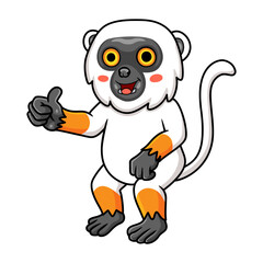 Cute sifaka lemur monkey cartoon giving thumb up