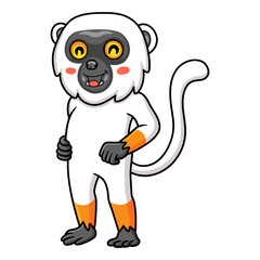 Cute sifaka lemur monkey cartoon standing