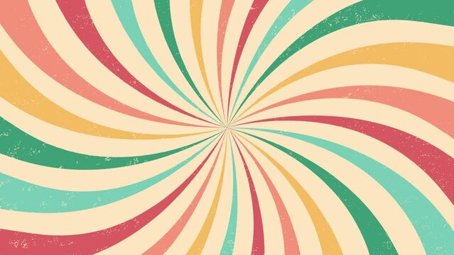 Colourful groovy retro spiral burst background