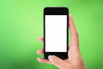 Hand holding the smartphone with blank screen for Infographic