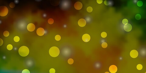 Light Green, Yellow vector layout with circles, stars.