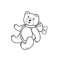 teddy bear doodle sketch style, baby toy