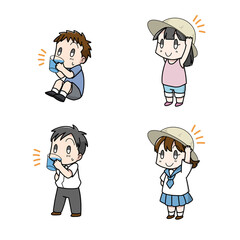 熱中症対策をする子ども