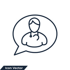 online consulting icon logo vector illustration. online professional doctor symbol template for graphic and web design collection